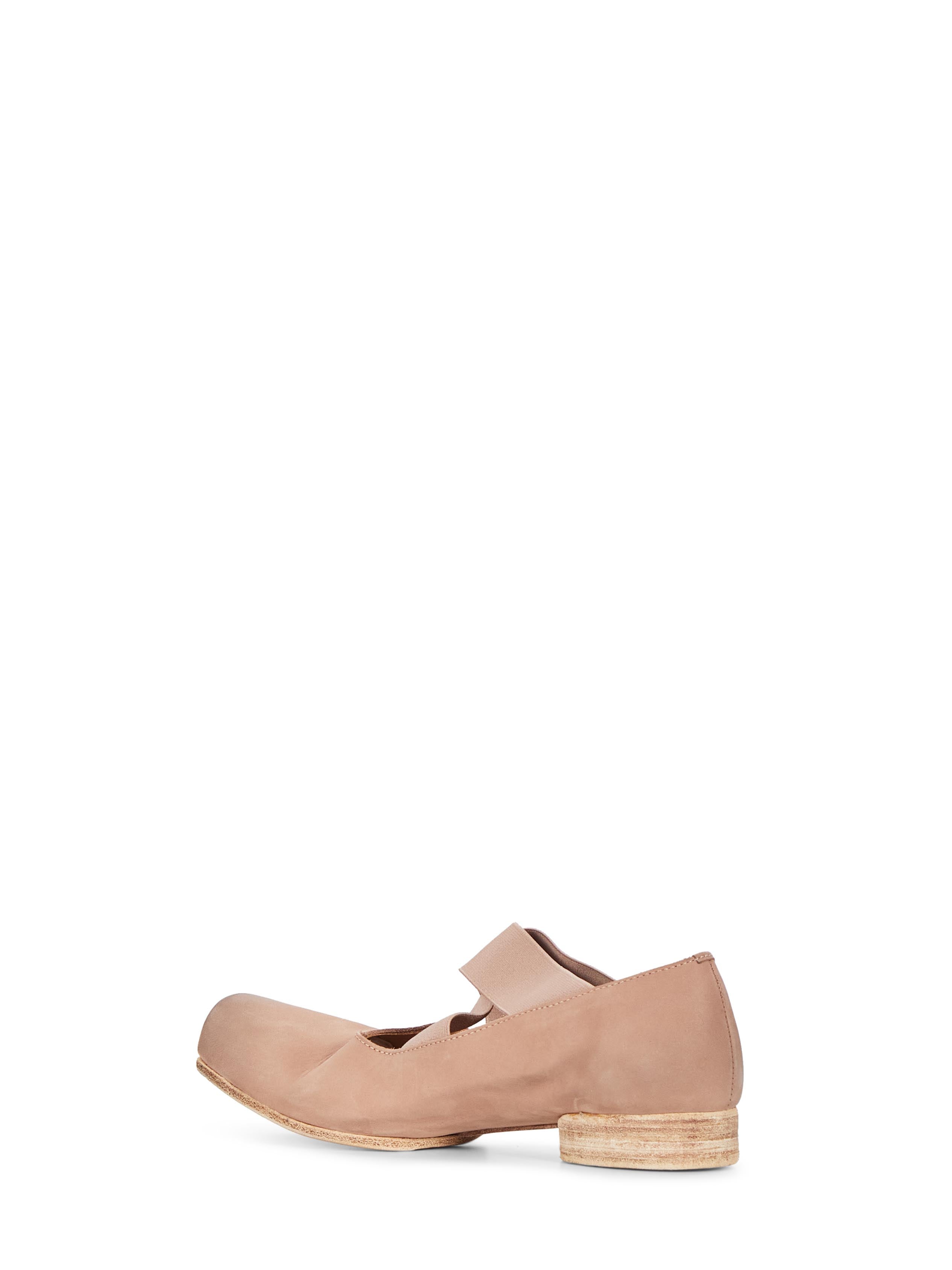 Ballerine in pelle con elastico incrociato in rosa cipria 