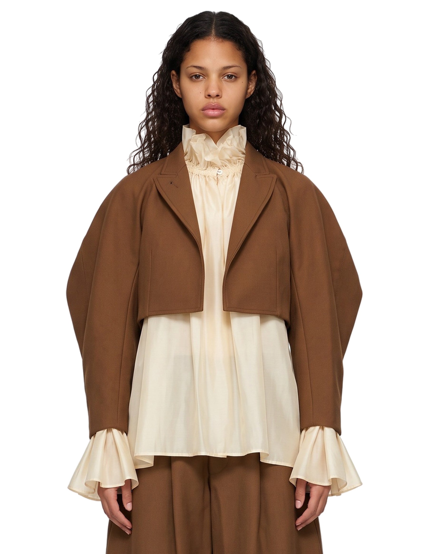 Giacca cropped Keey in marrone 