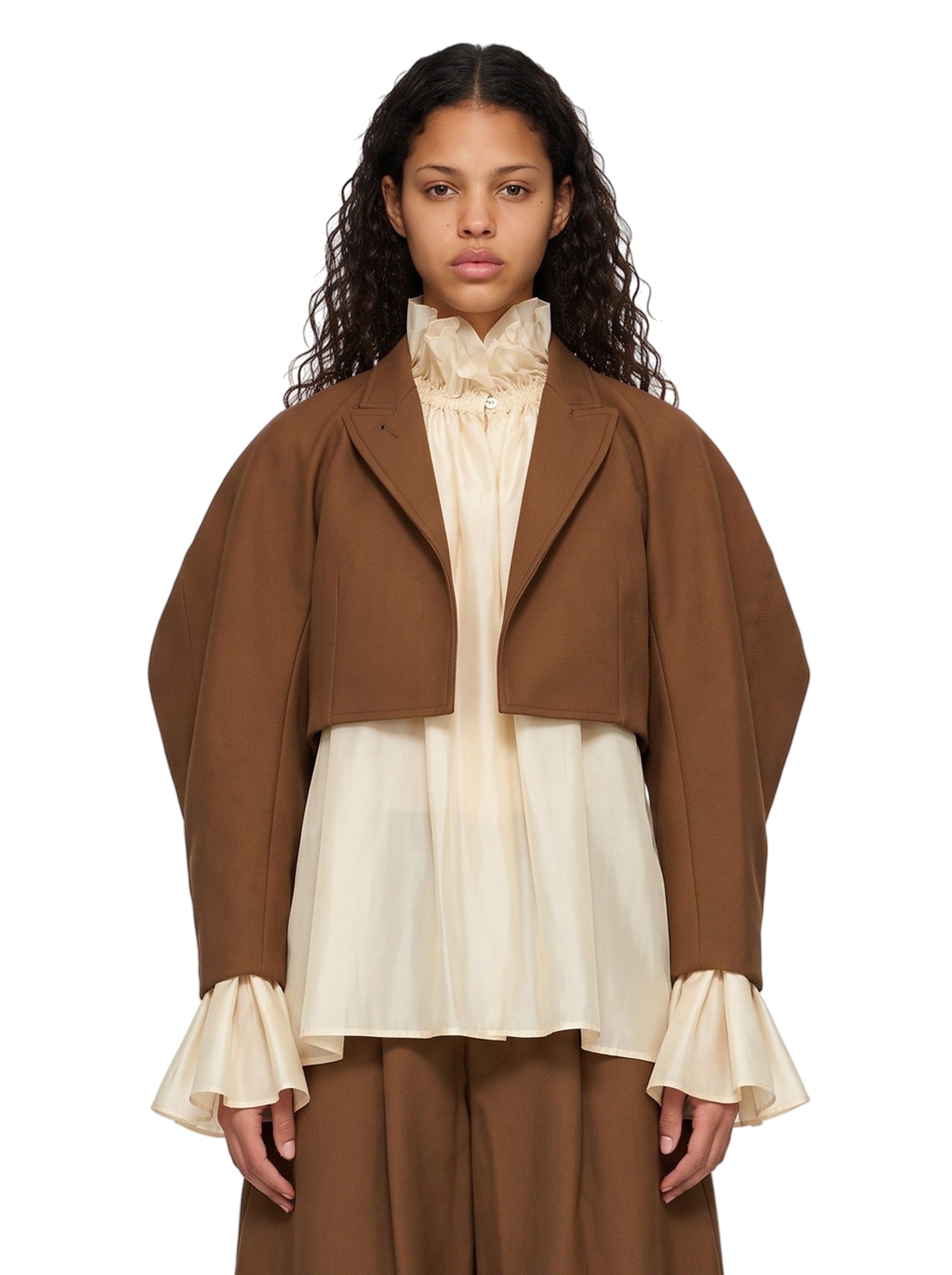 Giacca cropped Keey in marrone 