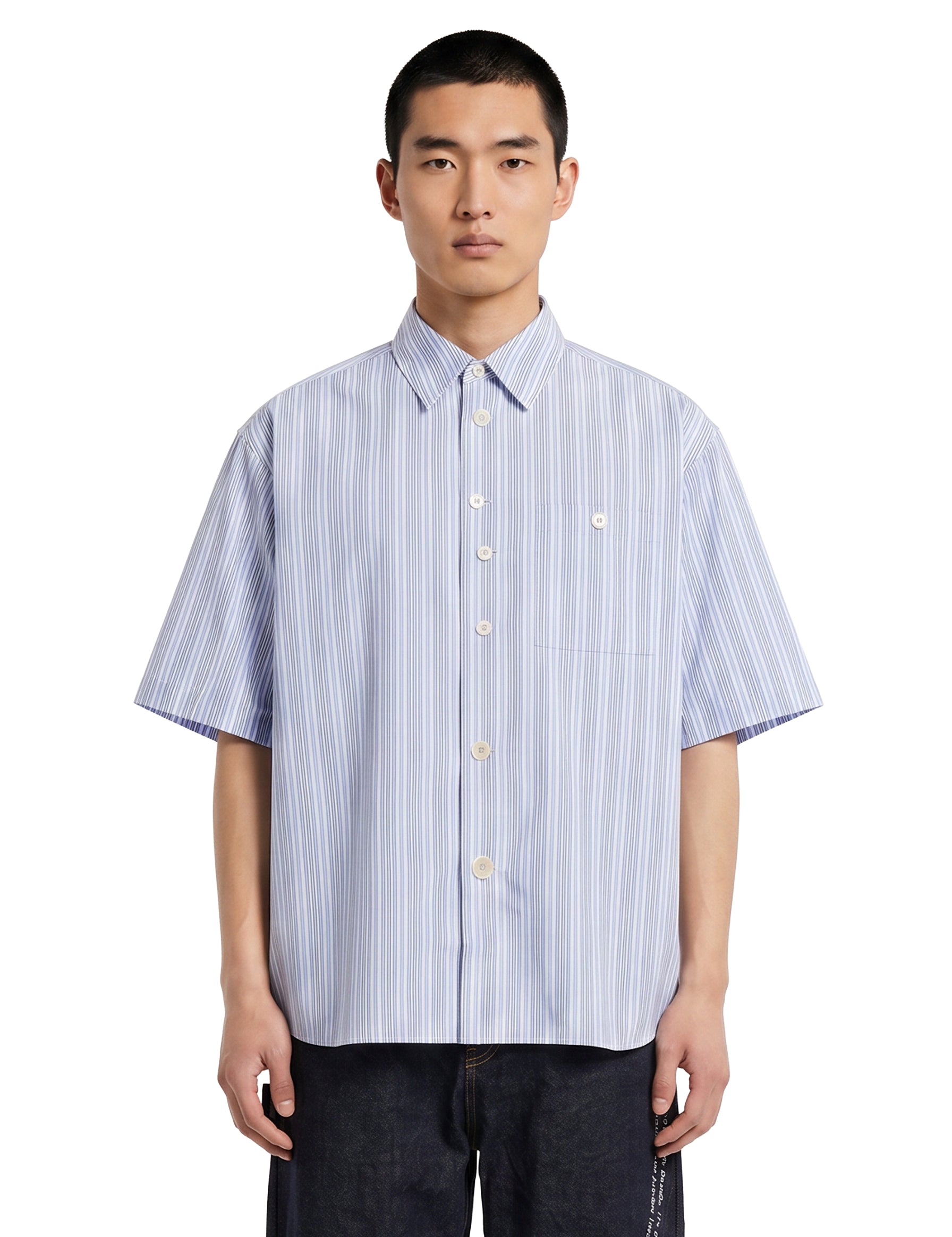 Camicia a righe in celeste 
