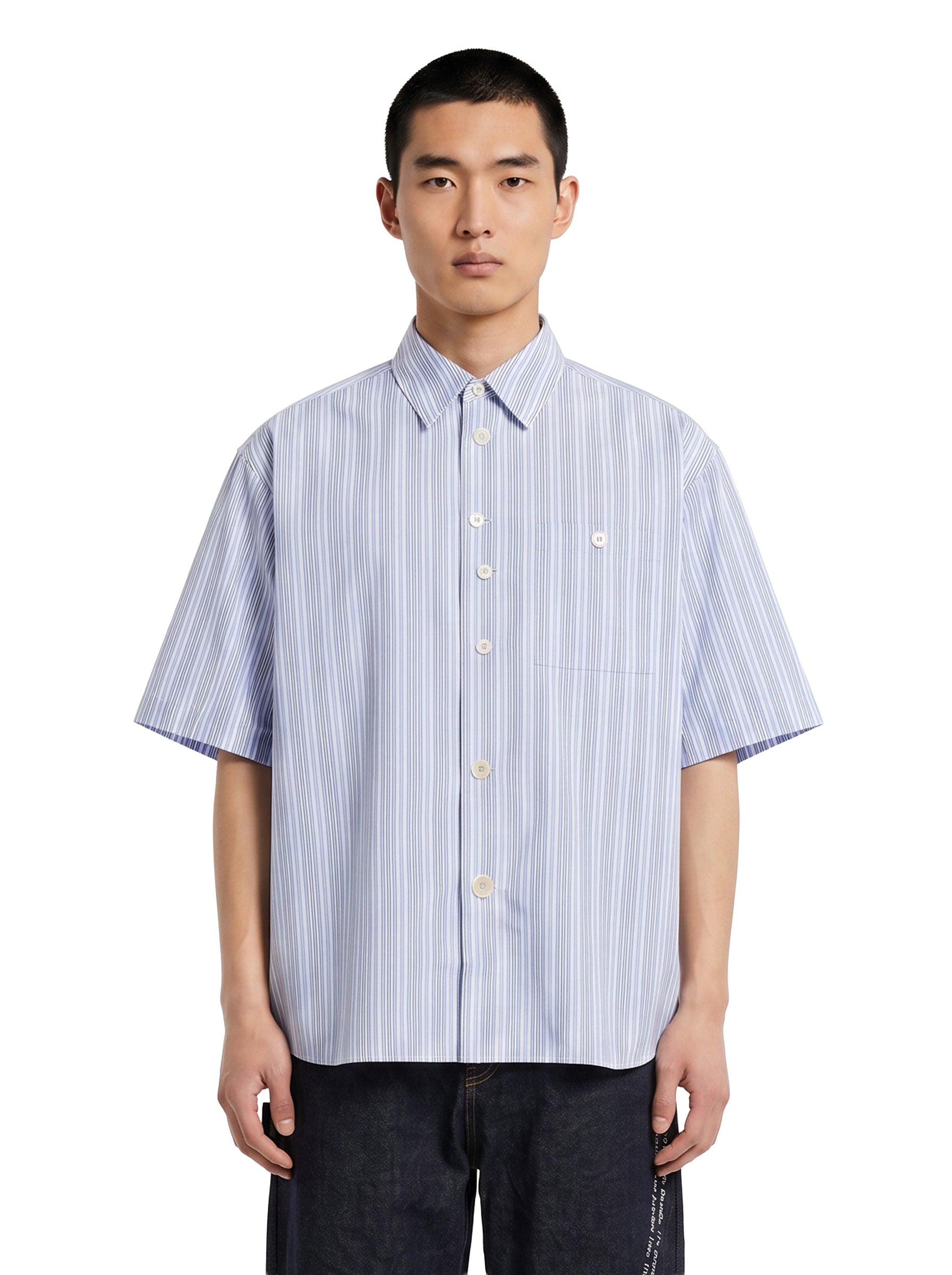 Camicia a righe in celeste 
