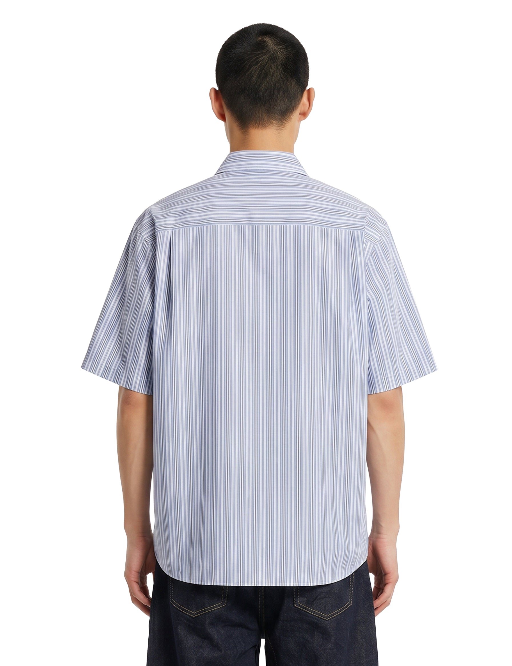 Camicia a righe in celeste 