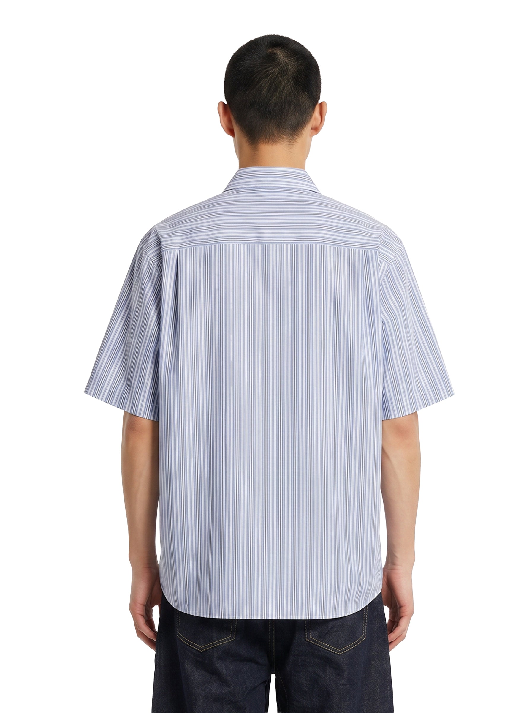 Camicia a righe in celeste 
