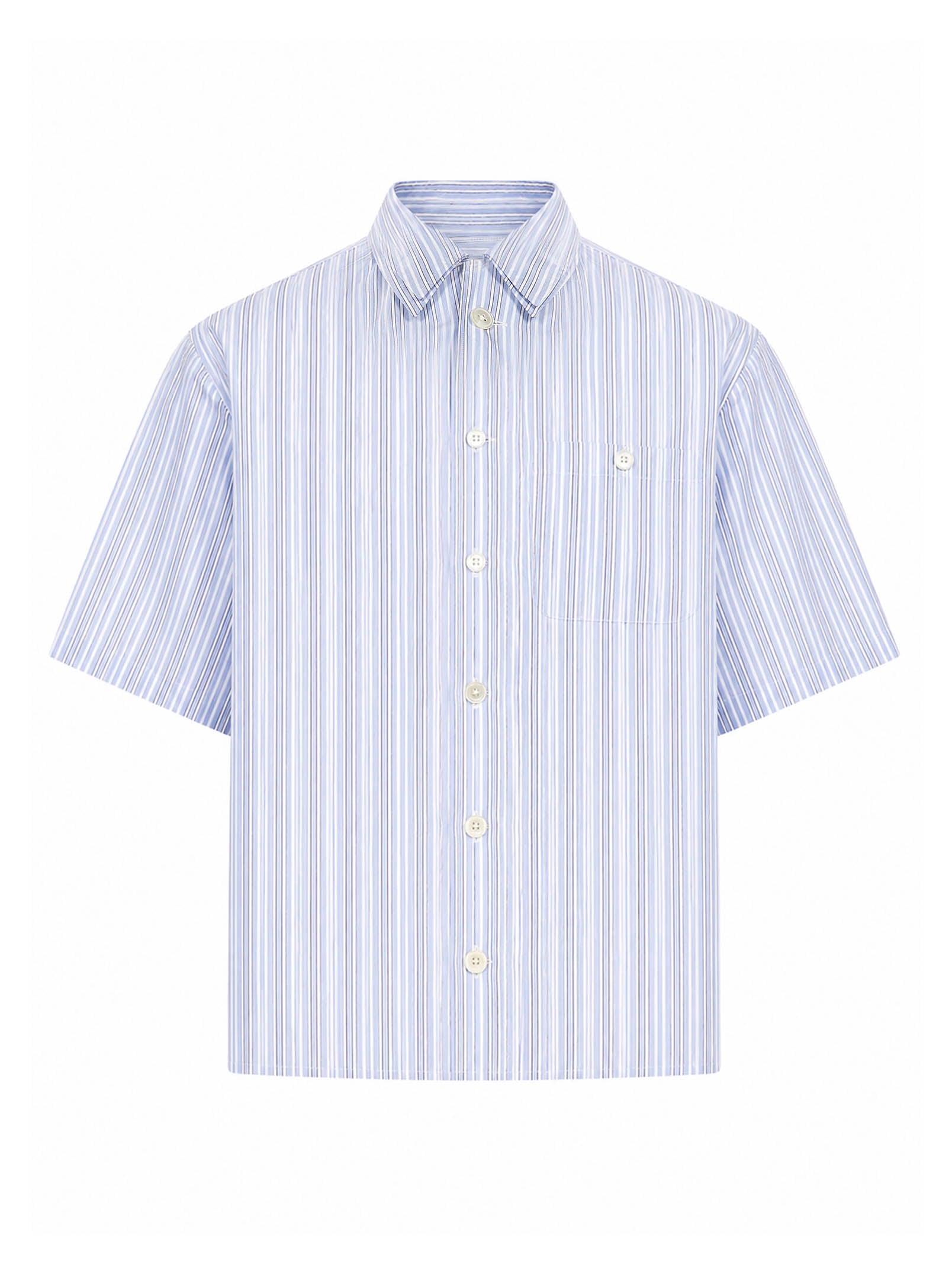 Camicia a righe in celeste 