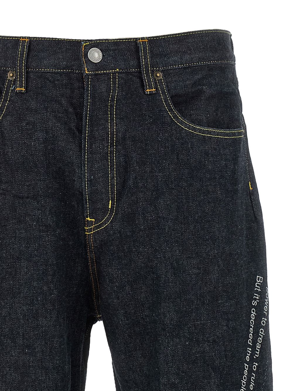 Jeans People Have the Power con ricamo in blu 