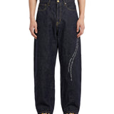 Jeans People Have the Power con ricamo in blu 