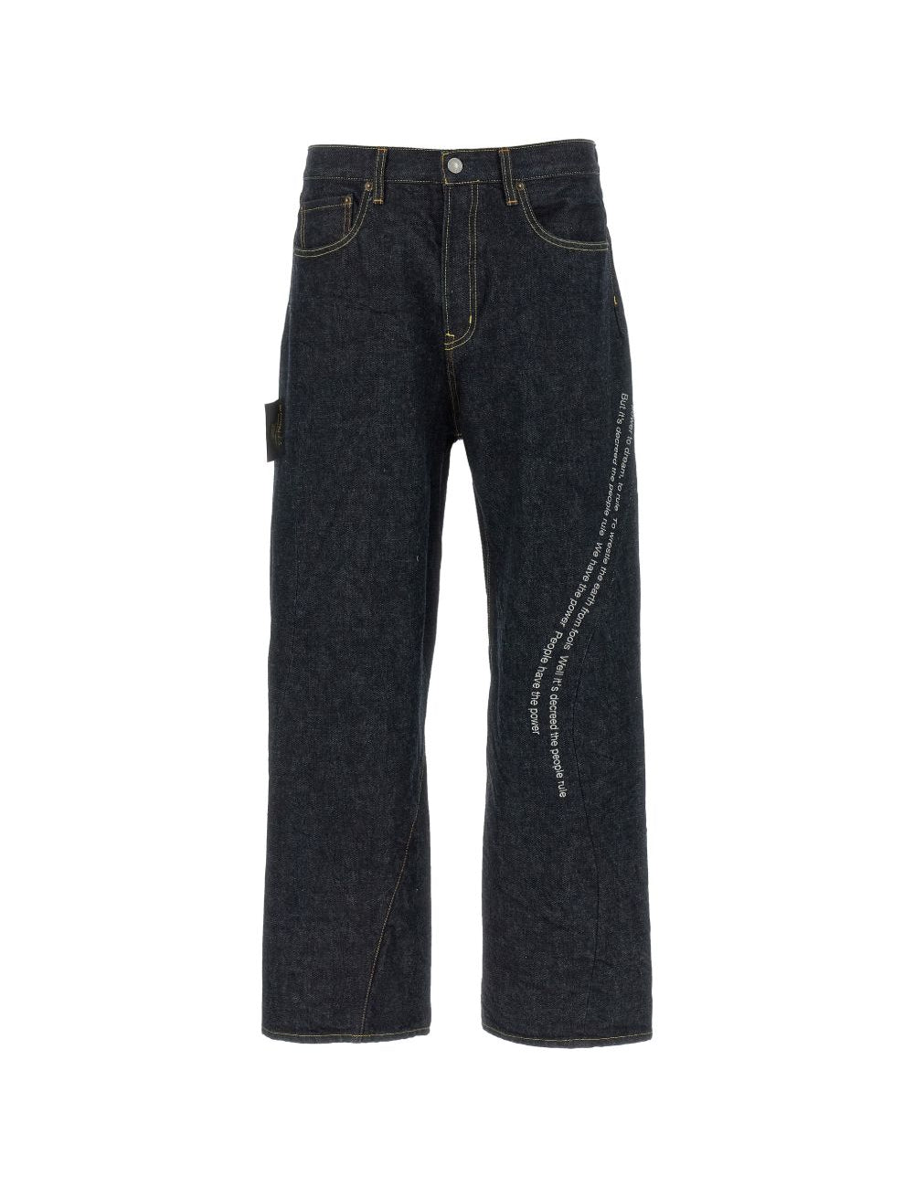 Jeans People Have the Power con ricamo in blu 