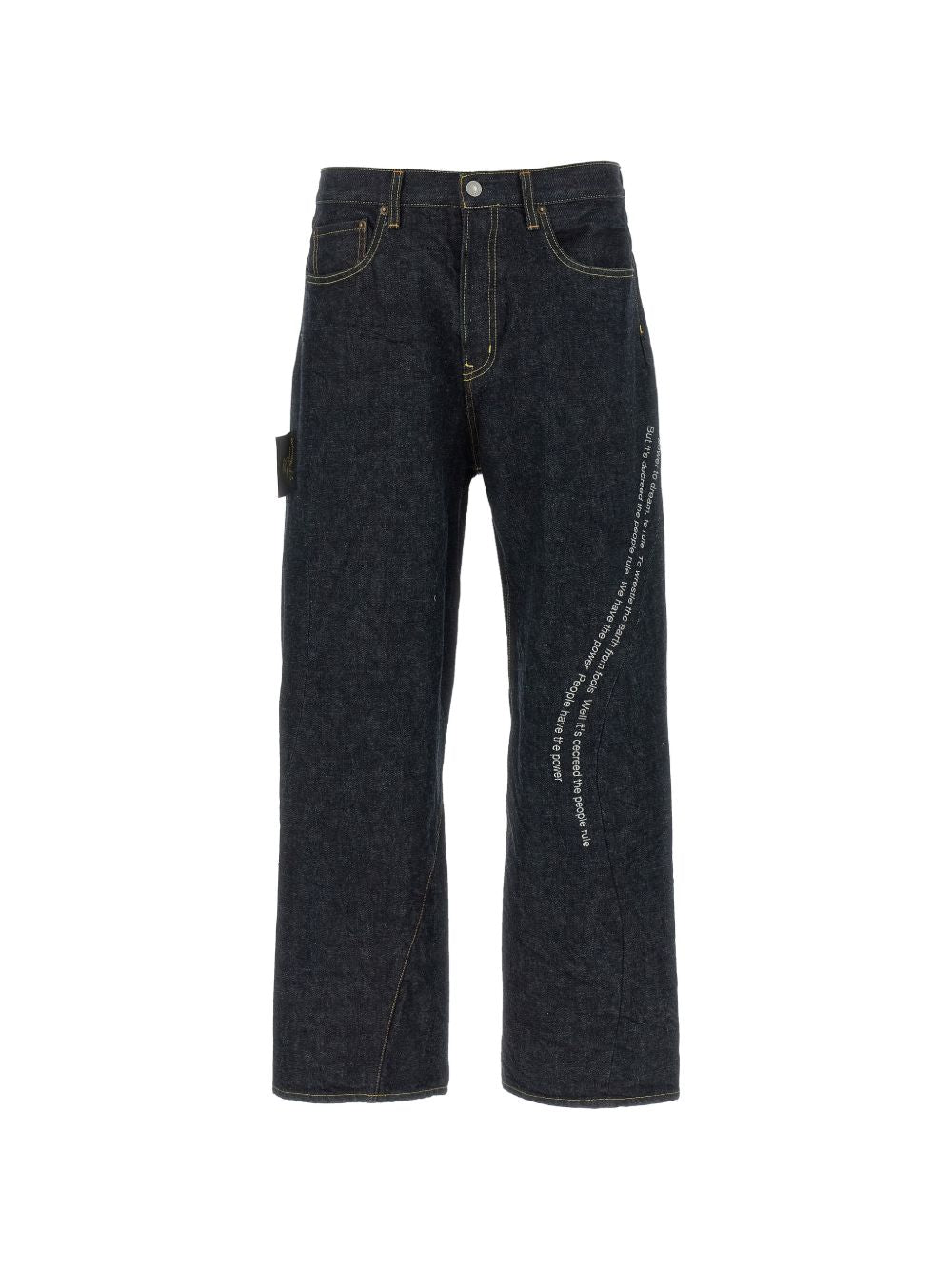 Jeans People Have the Power con ricamo in blu 