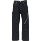Jeans People Have the Power con ricamo in blu 