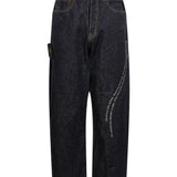 Jeans People Have the Power con ricamo in blu 