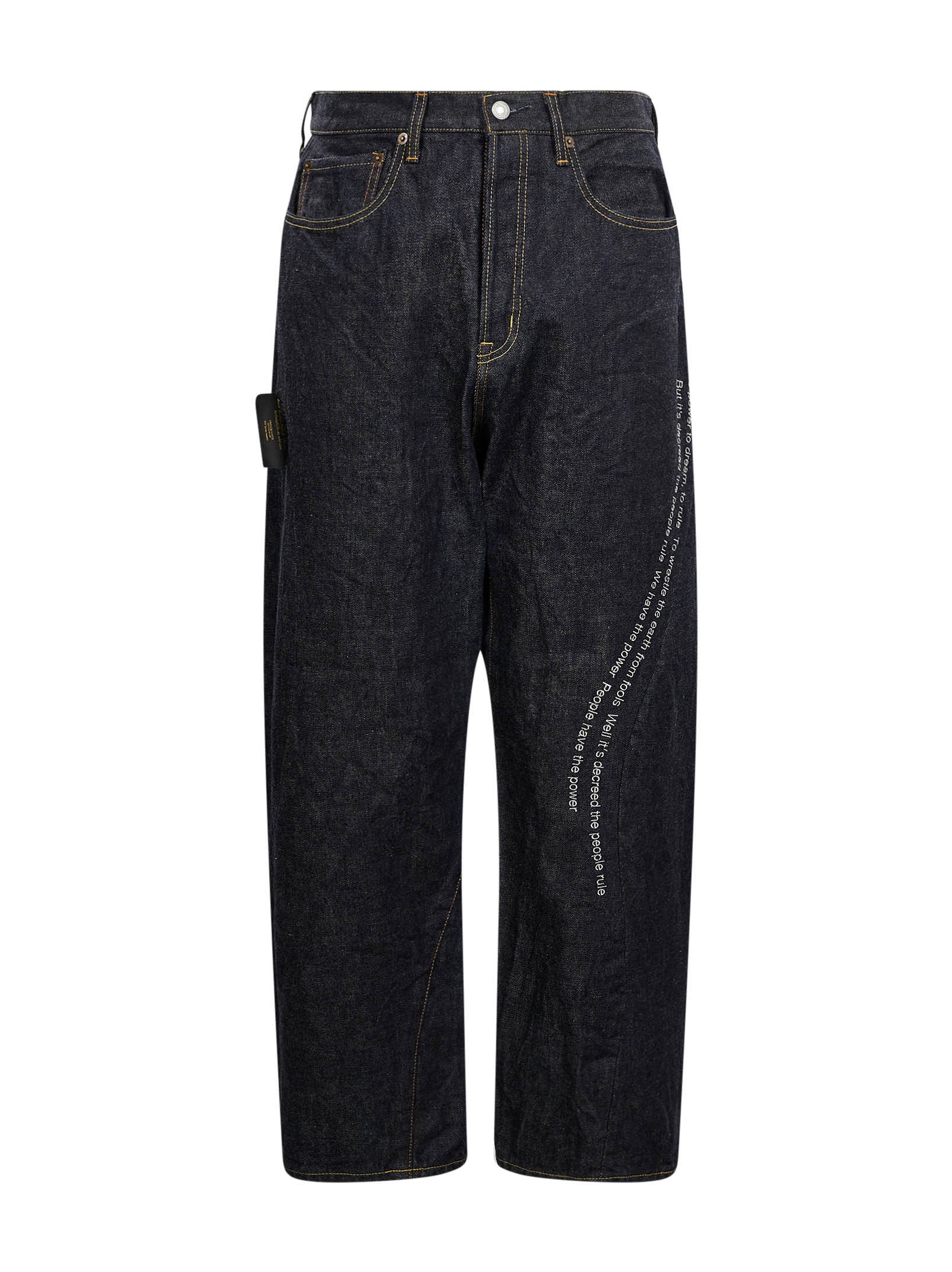 Jeans People Have the Power con ricamo in blu 