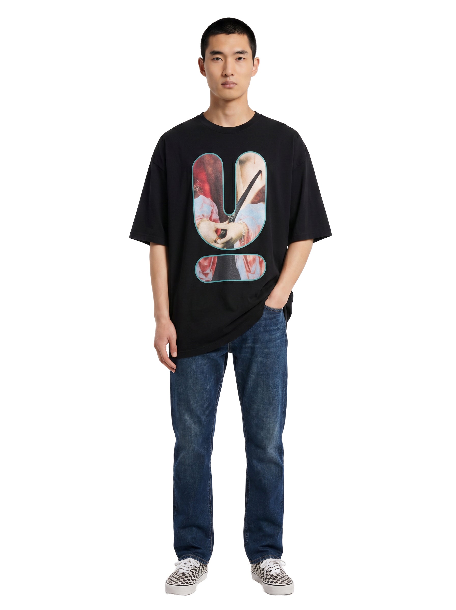 T-shirt a maniche corte con stampa grafica in nero 