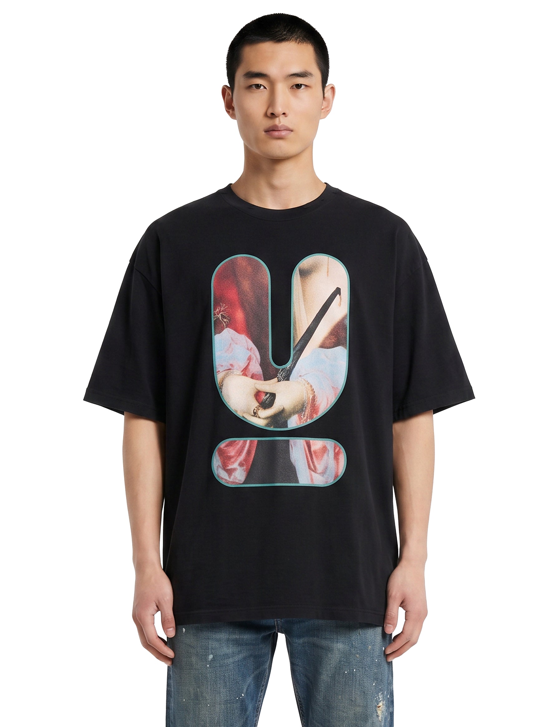 T-shirt a maniche corte con stampa grafica in nero 