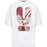 T-shirt a maniche corte con stampa in bianco 