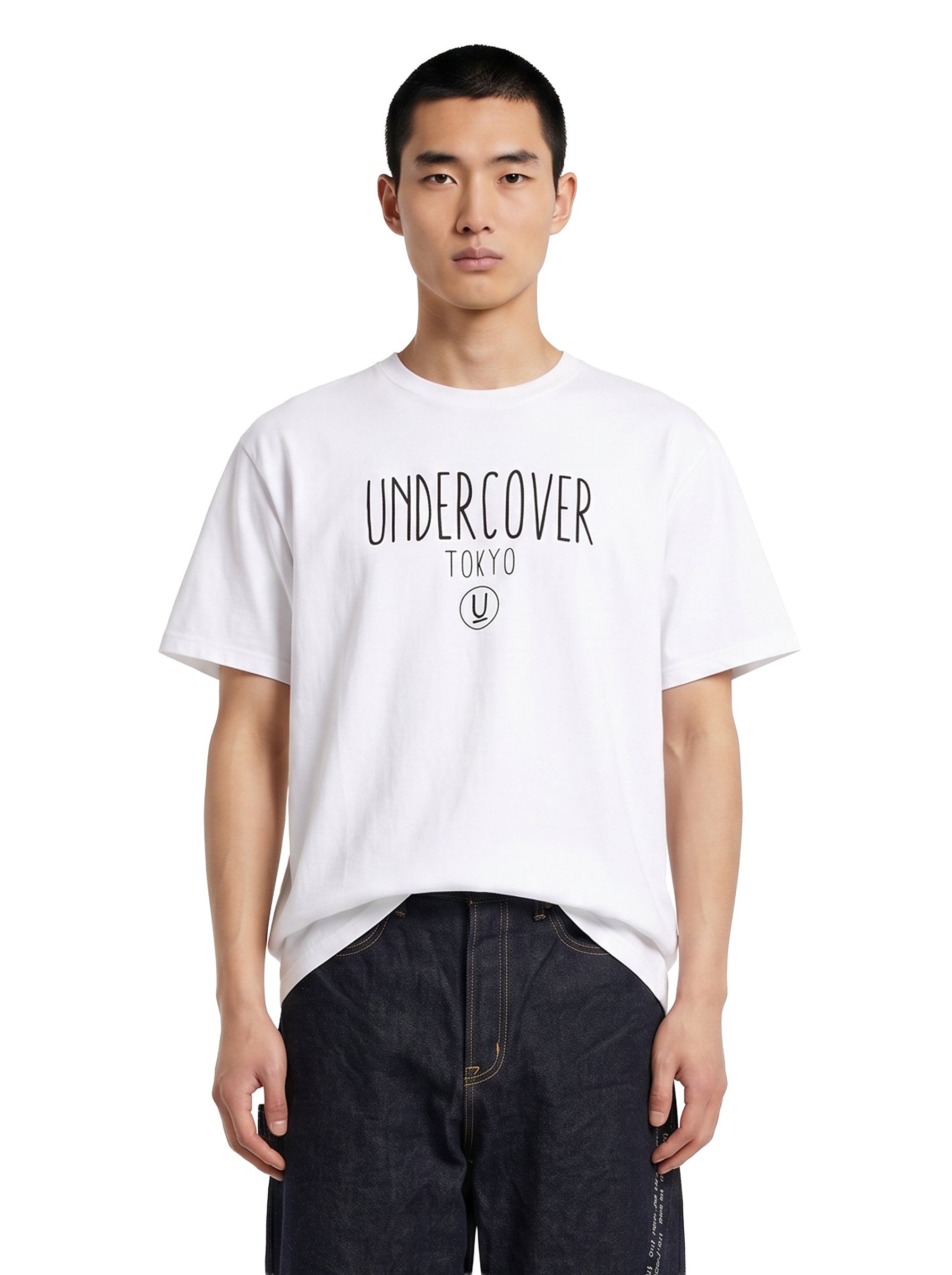 T-shirt a maniche corte con logo in bianco 