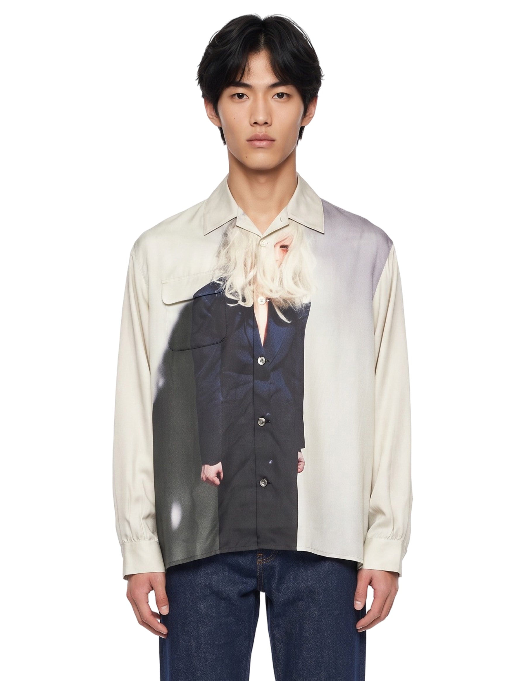 Camicia con stampa Cindy Sherman in grigio 