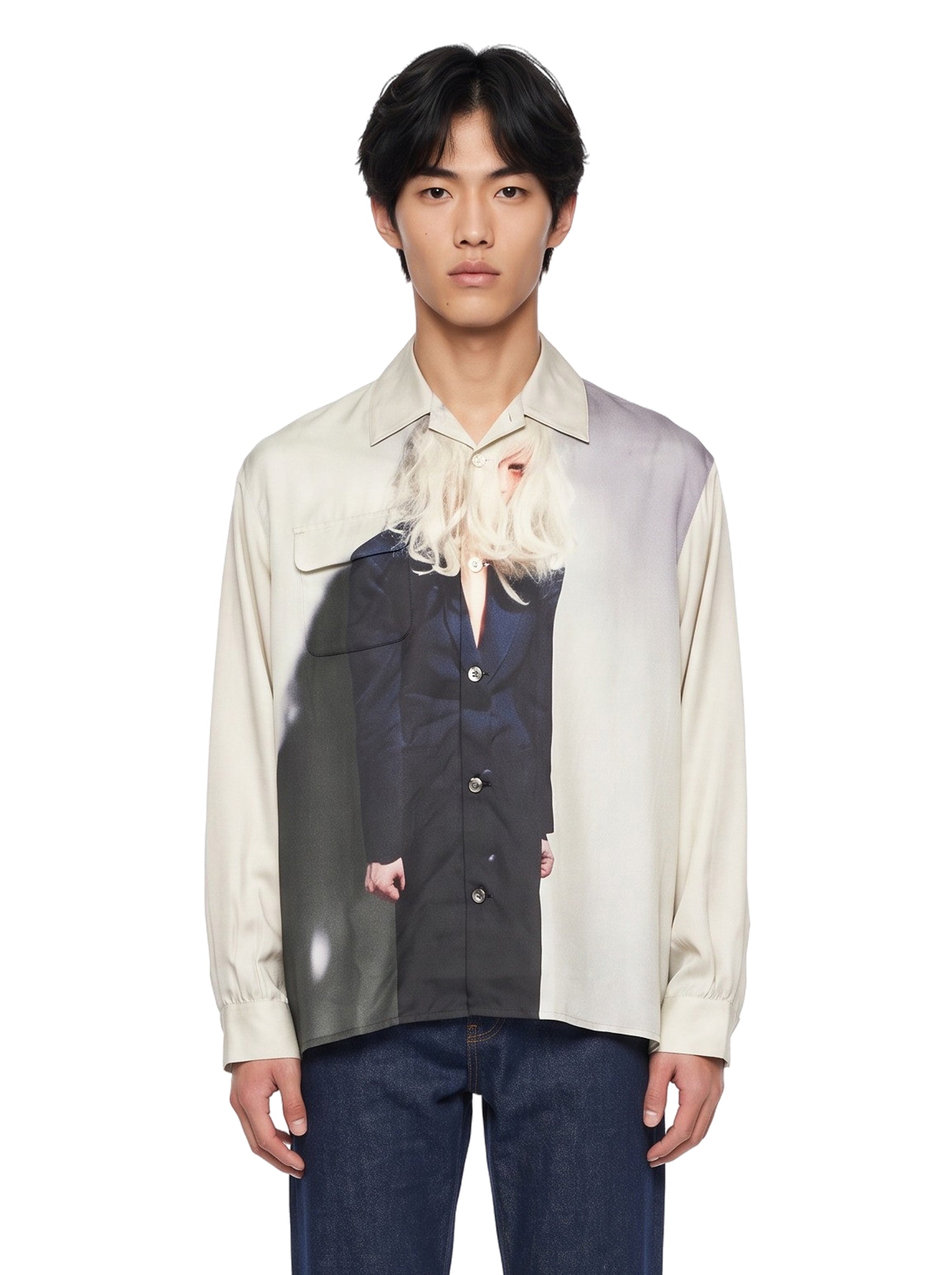 Camicia con stampa Cindy Sherman in grigio 