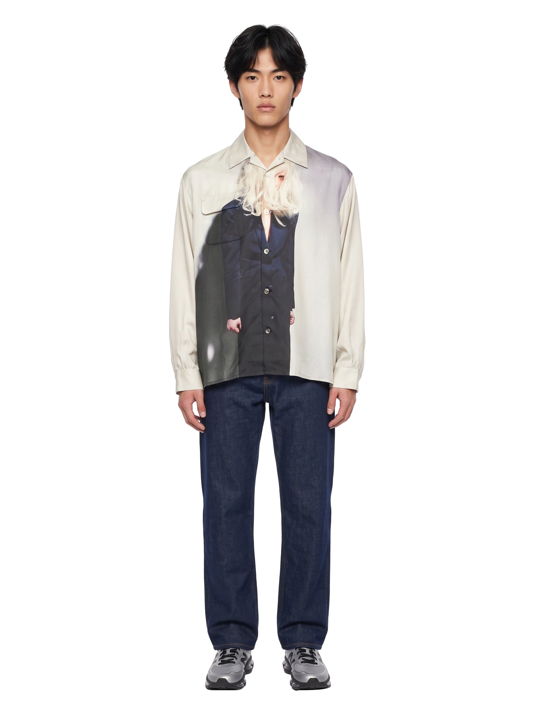 Camicia con stampa Cindy Sherman in grigio 