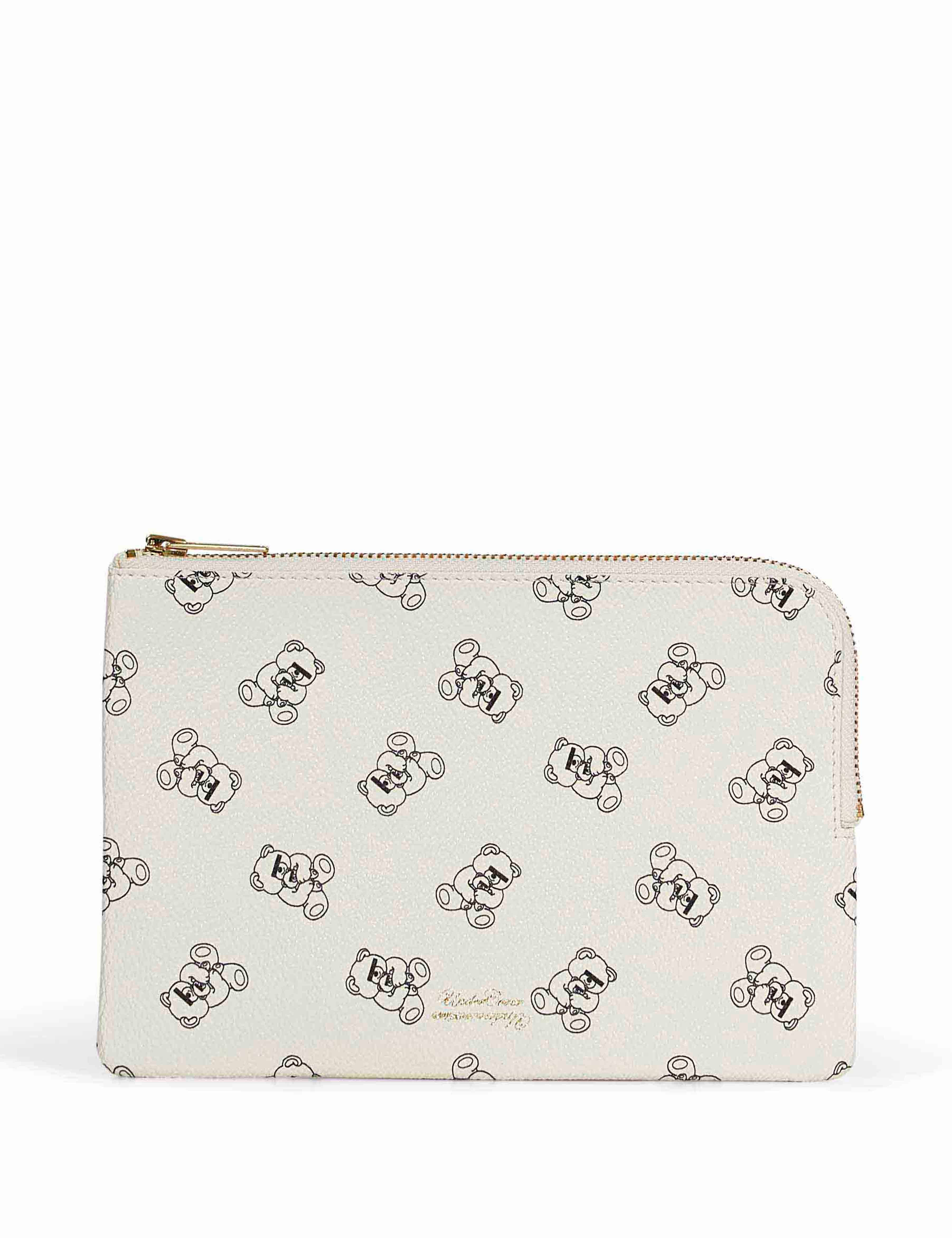 Pouch stampa Teddy in bianco 