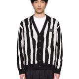 Cardigan in maglia jacquard bianco e nero 