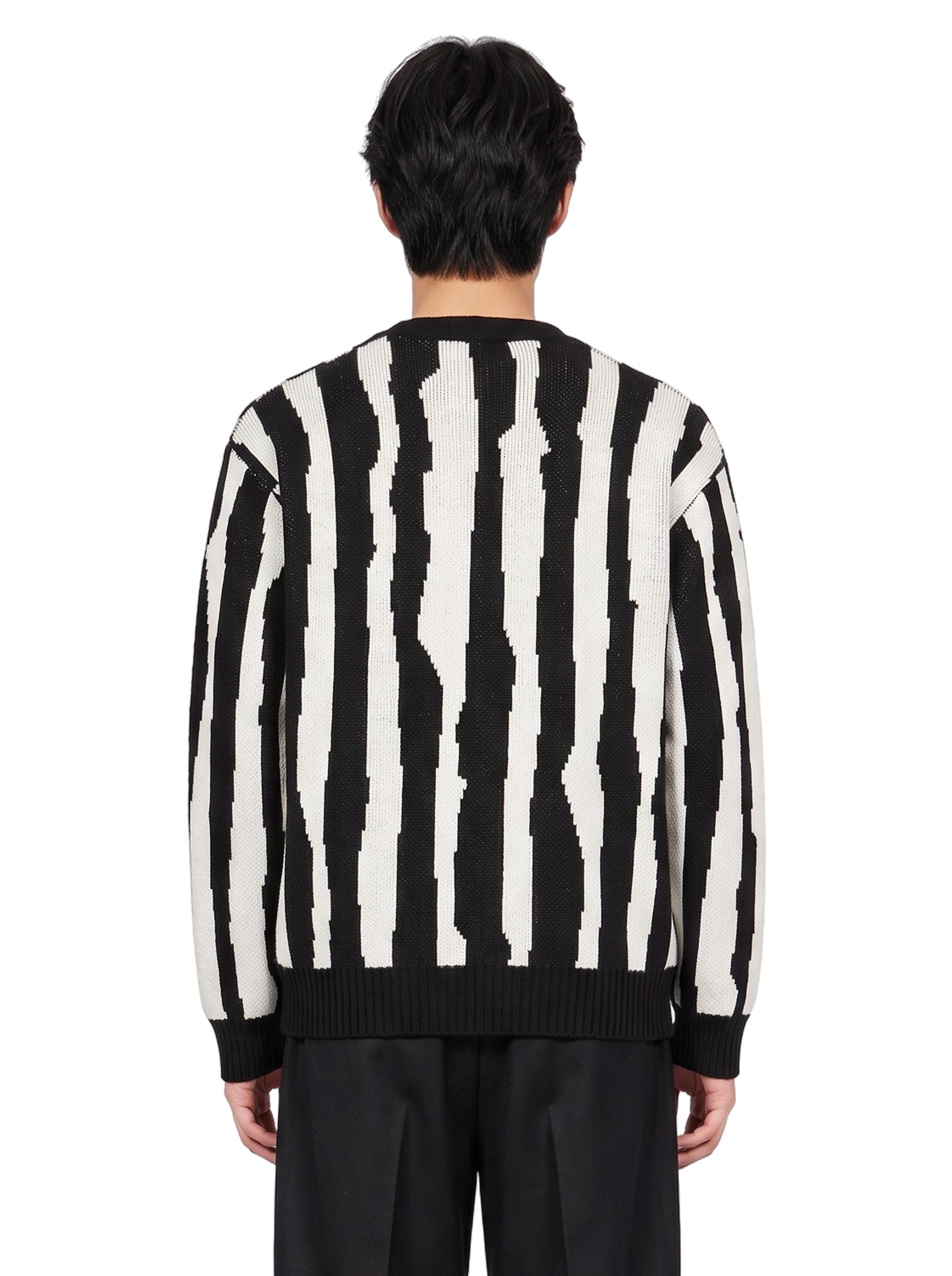 Cardigan in maglia jacquard bianco e nero 