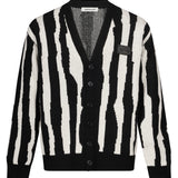 Cardigan in maglia jacquard bianco e nero 