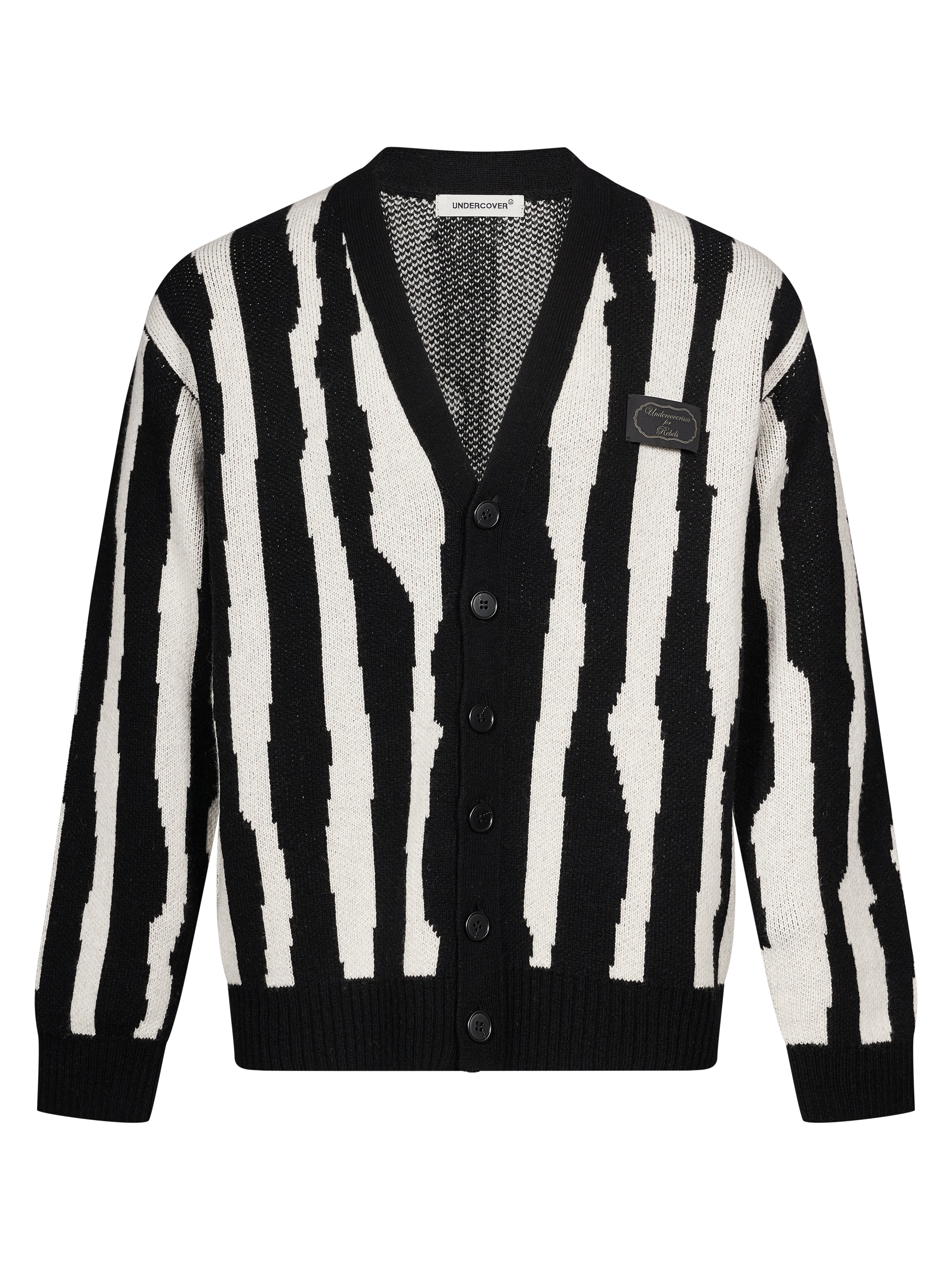 Cardigan in maglia jacquard bianco e nero 