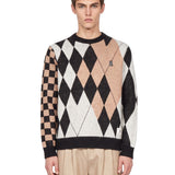 Maglione girocollo a rombi multicolor 
