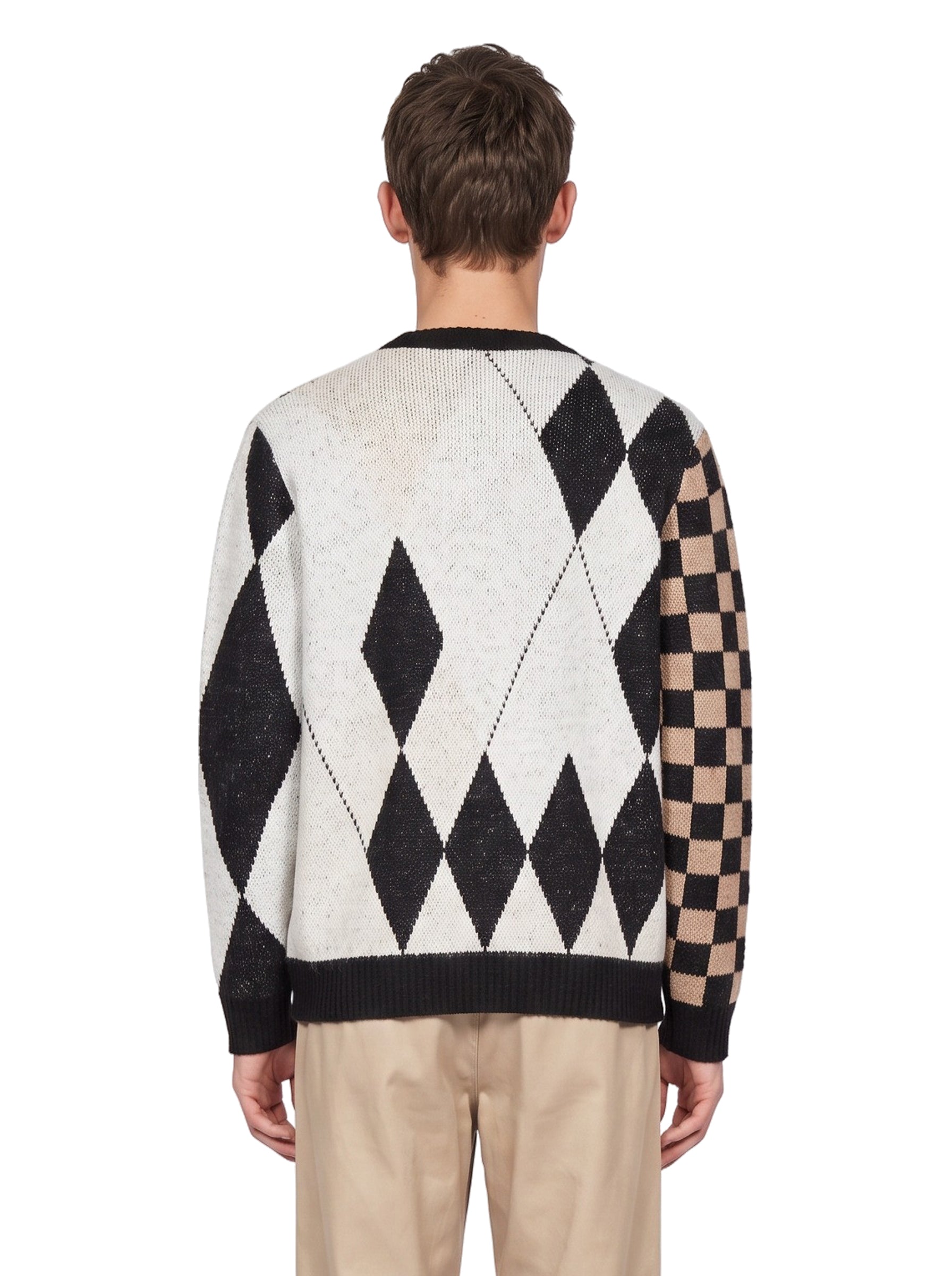 Maglione girocollo a rombi multicolor 