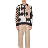 Maglione girocollo a rombi multicolor 