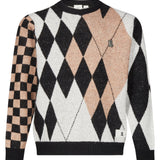 Maglione girocollo a rombi multicolor 