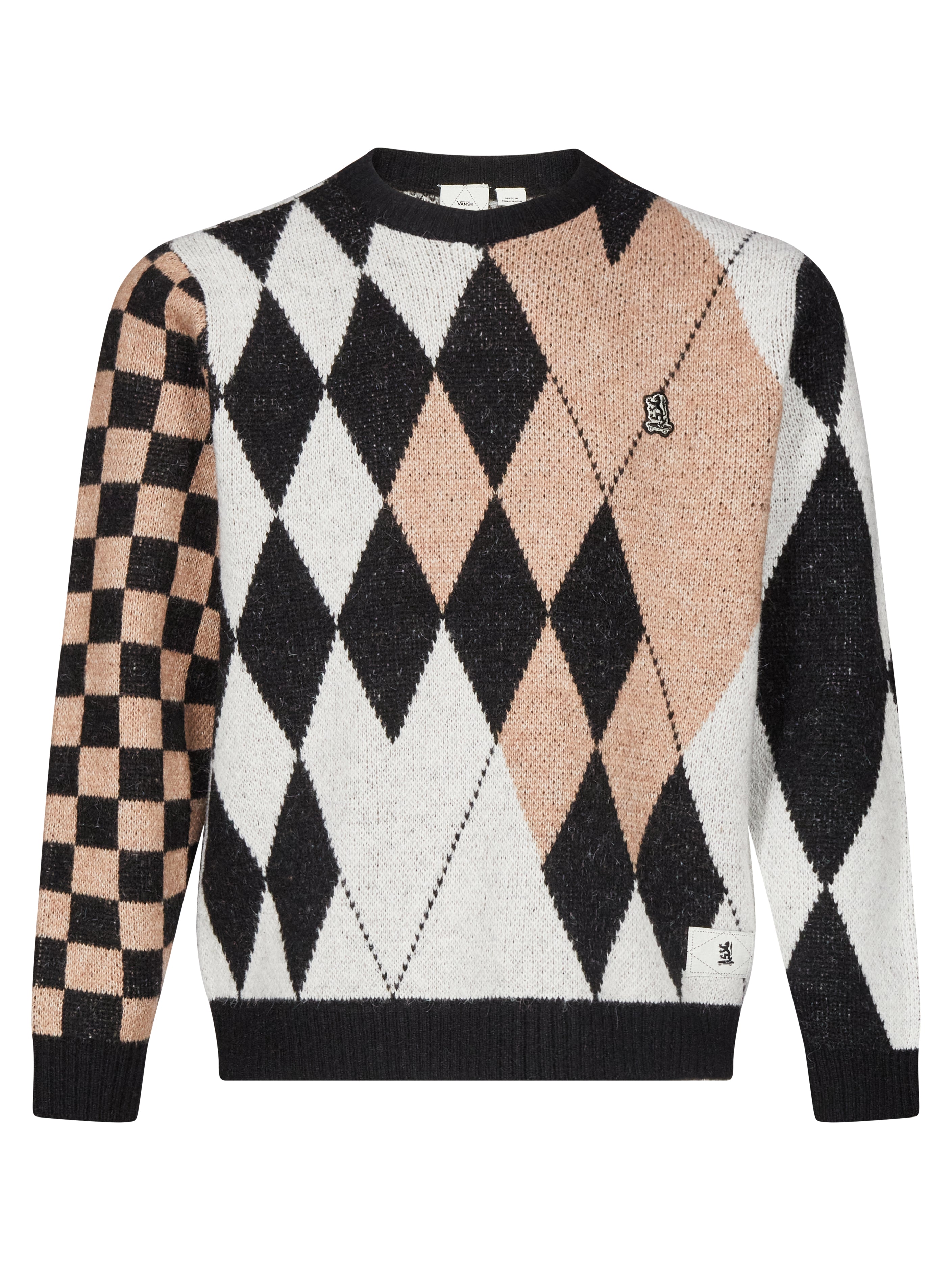 Maglione girocollo a rombi multicolor 