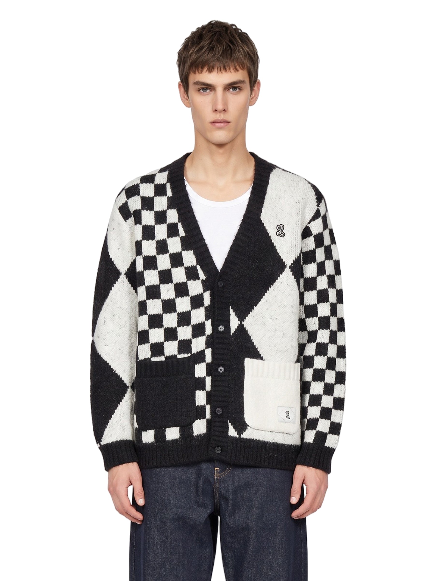 Cardigan a rombi multicolor 