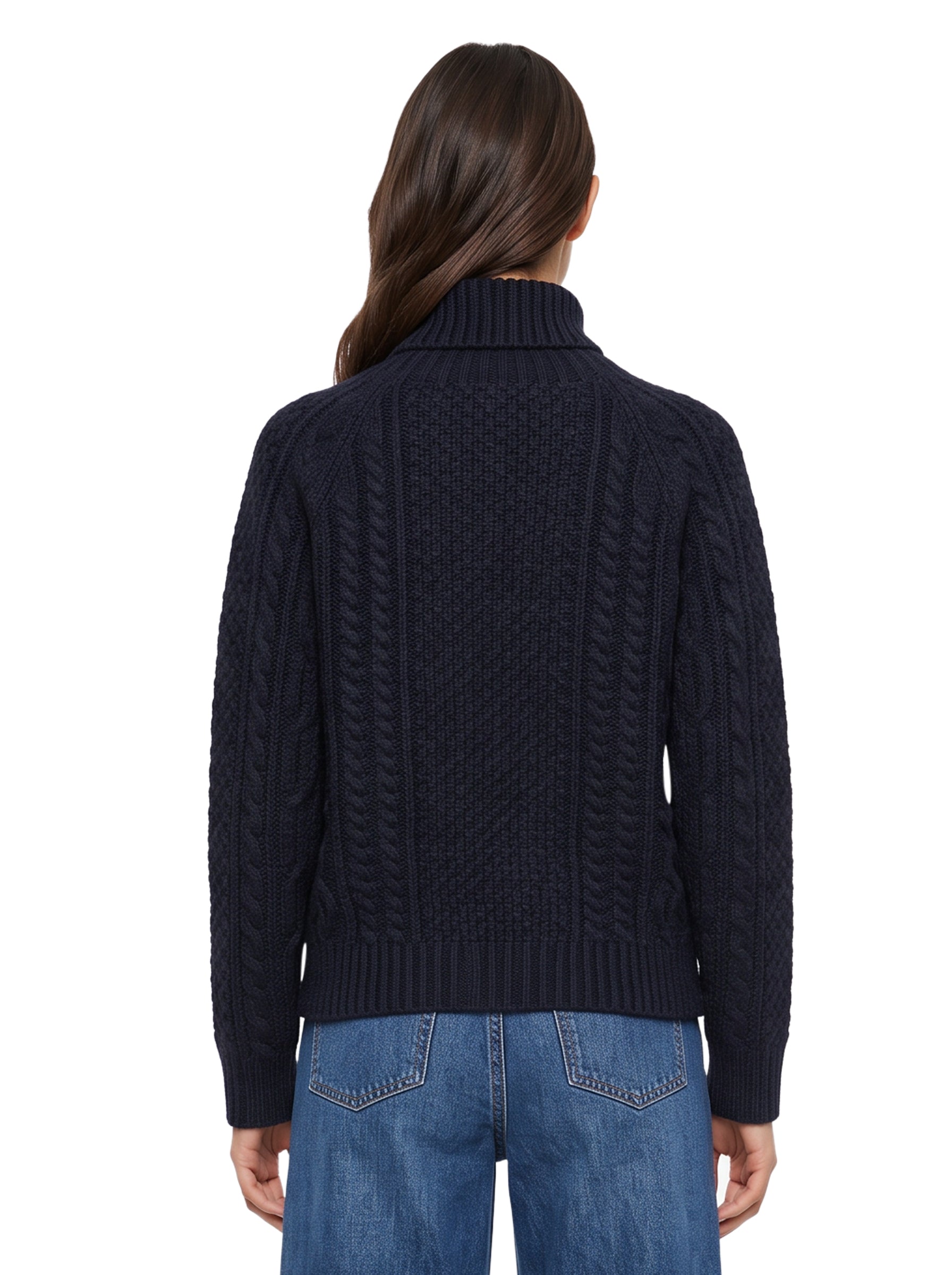 Maglione Sarong a collo alto in blu 