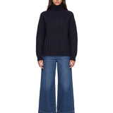 Maglione Sarong a collo alto in blu 