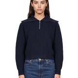 Maglione con mezza zip Laser in blu 