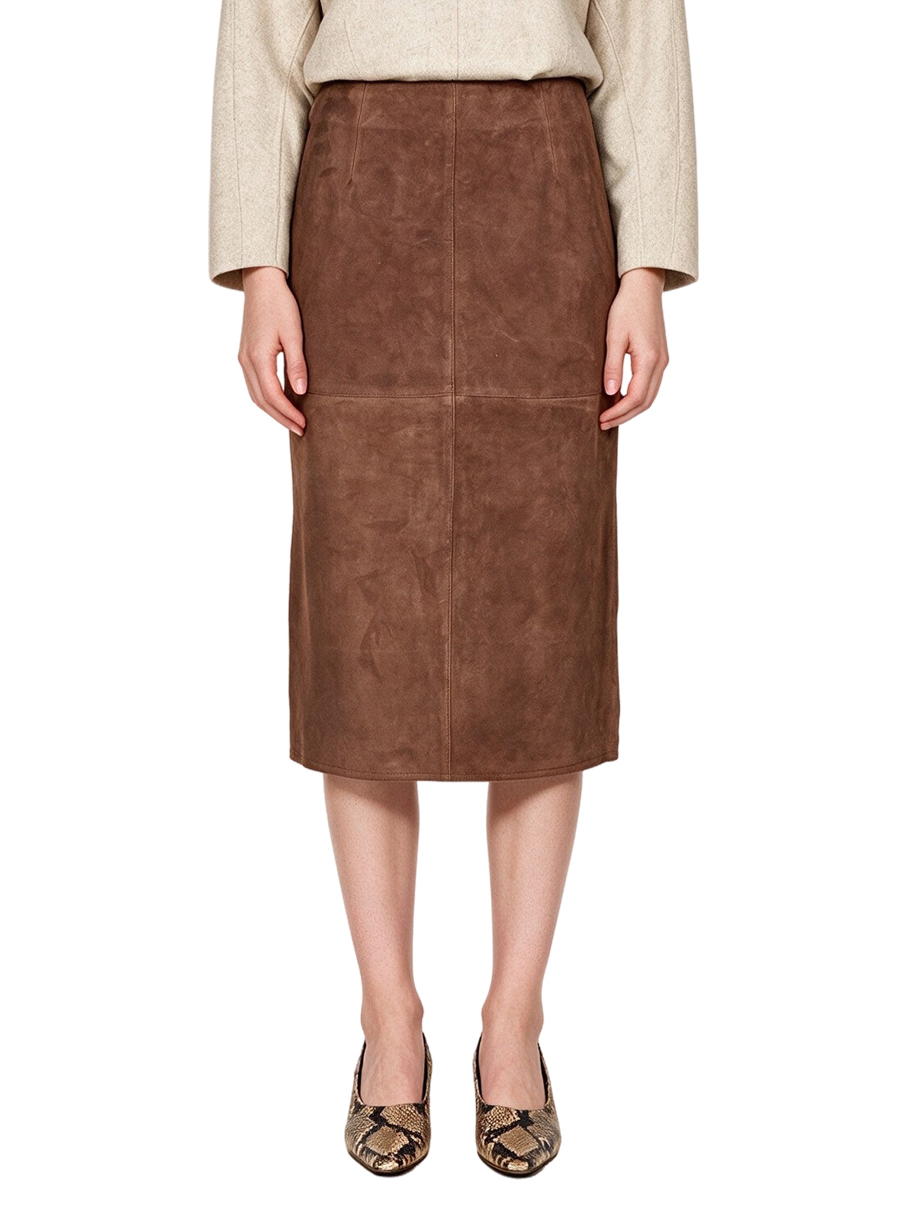 Gonna midi Palmi in marrone 