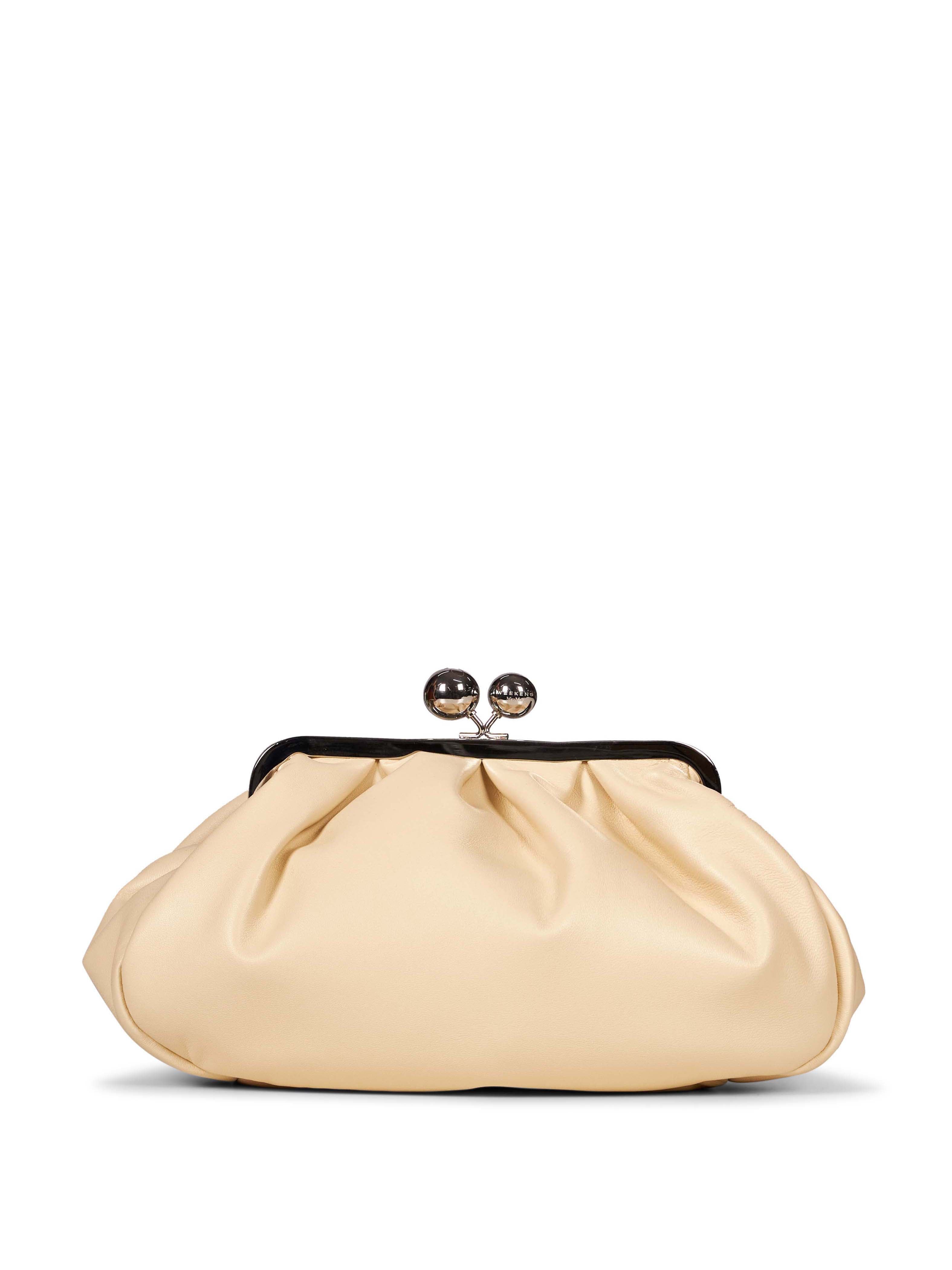 Clutch in pelle Cubico in avorio 