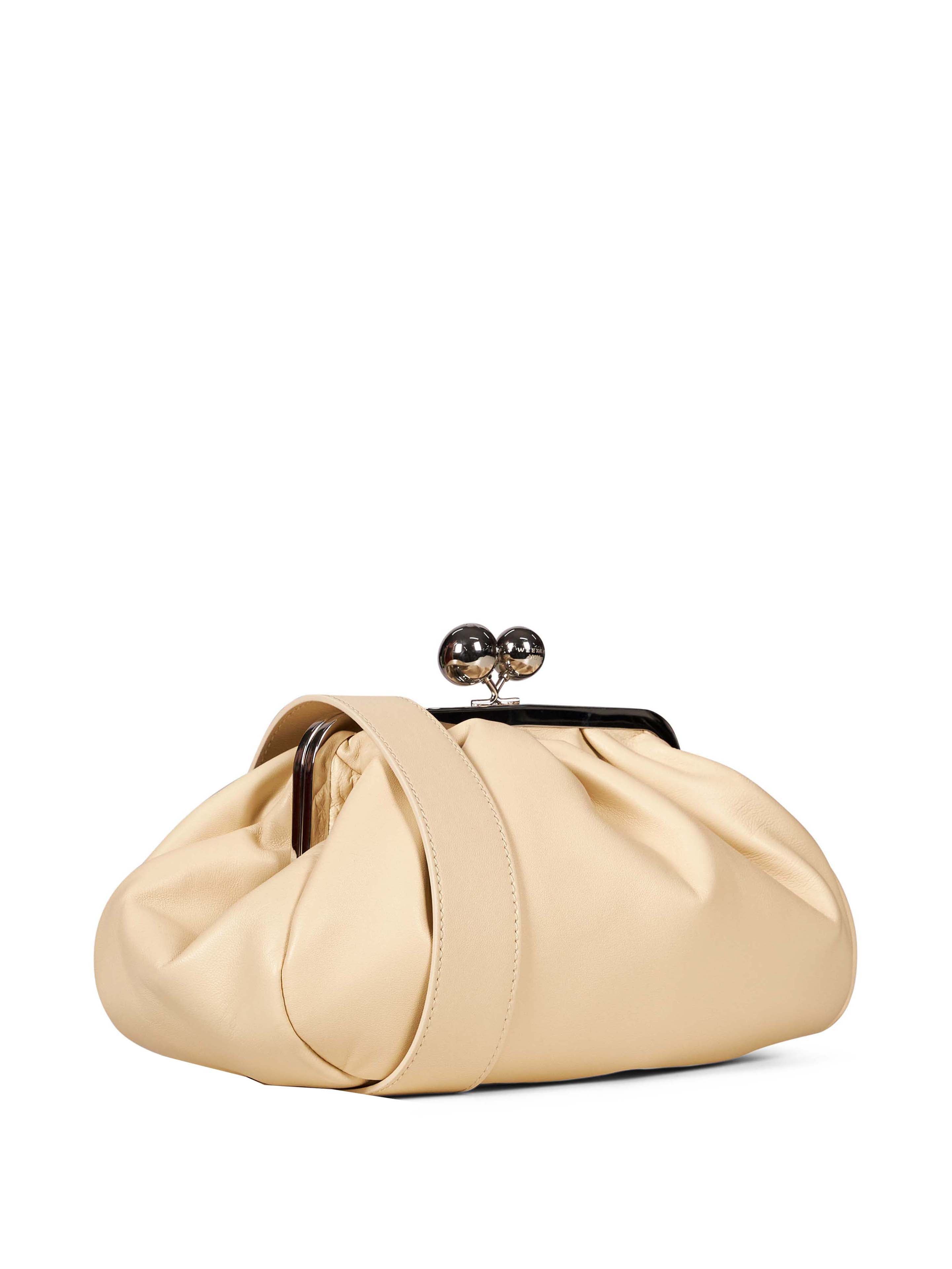Clutch in pelle Cubico in avorio 