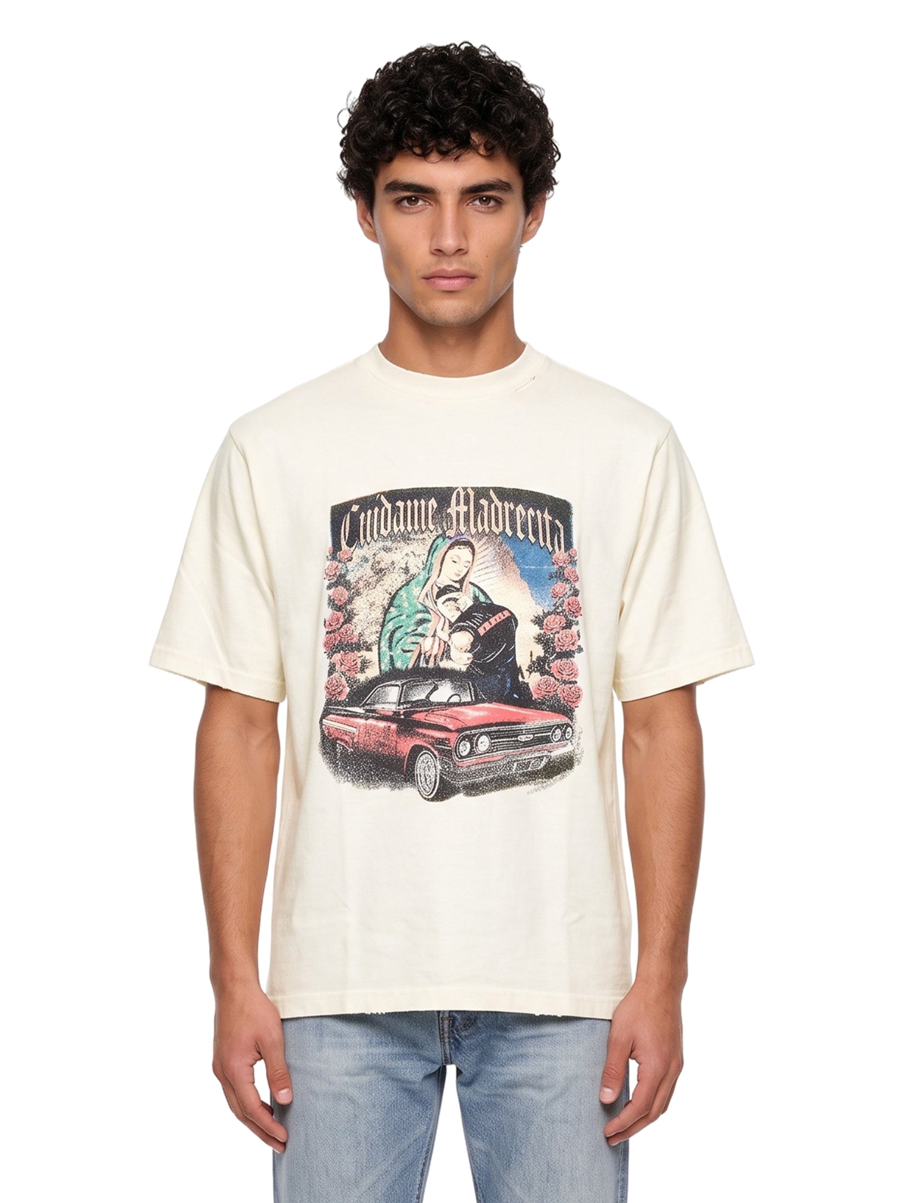 T-shirt Cuidame Madrecita in bianco 