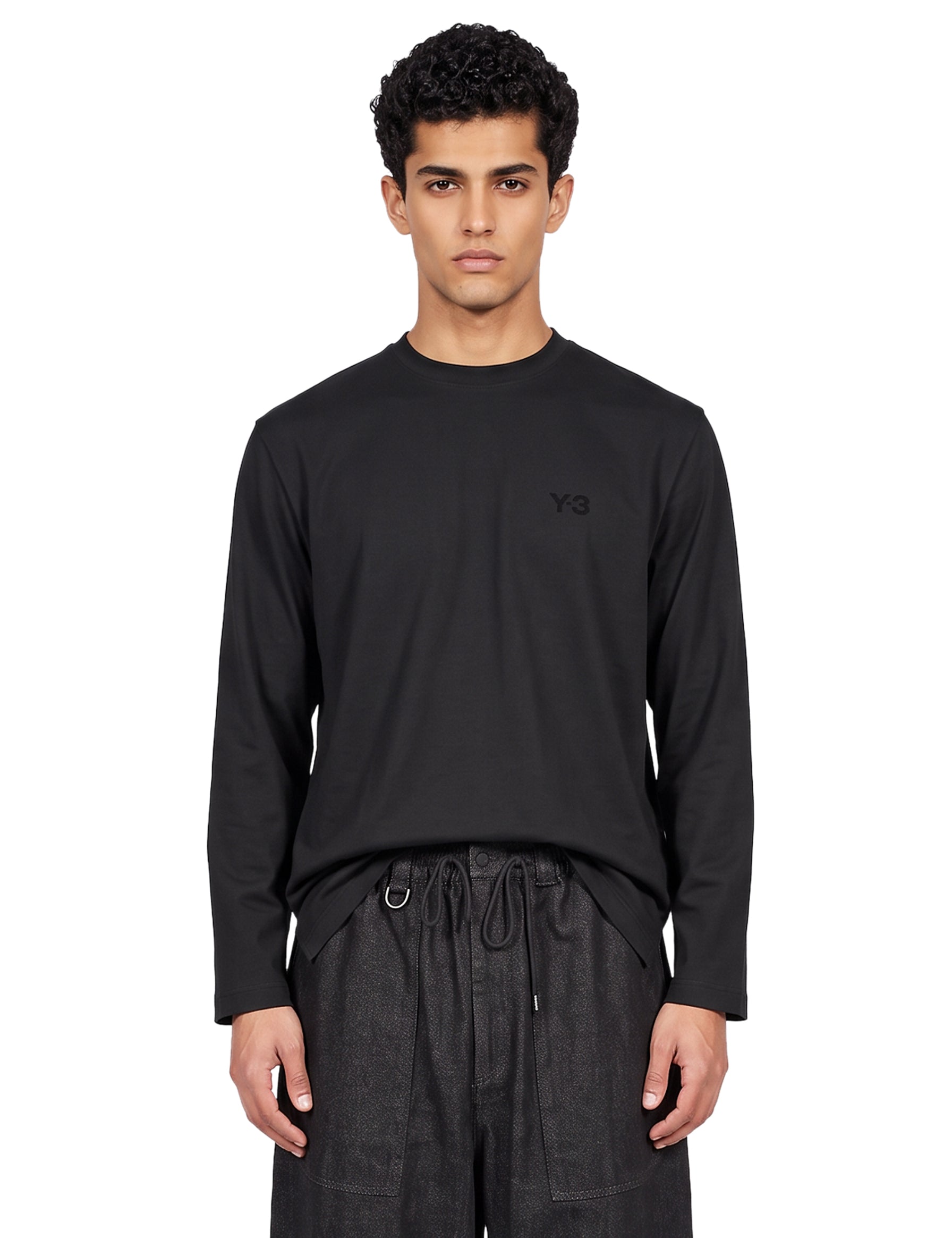 T-shirt manica lunga logo in nero 