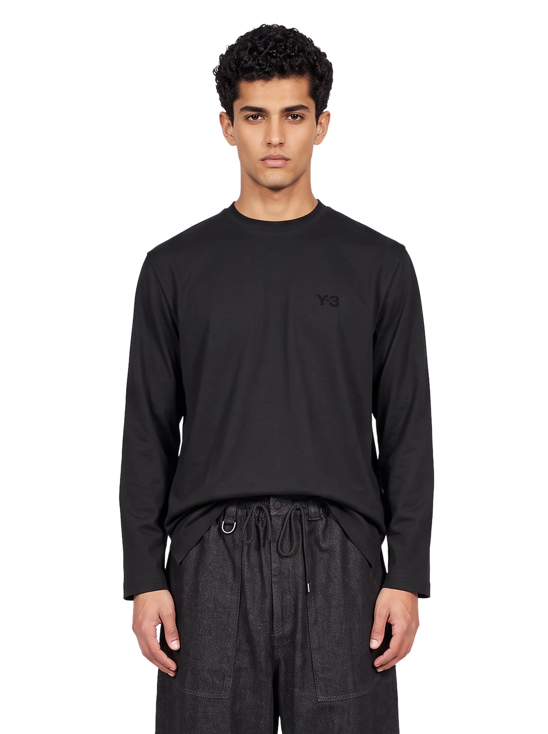T-shirt manica lunga logo in nero 