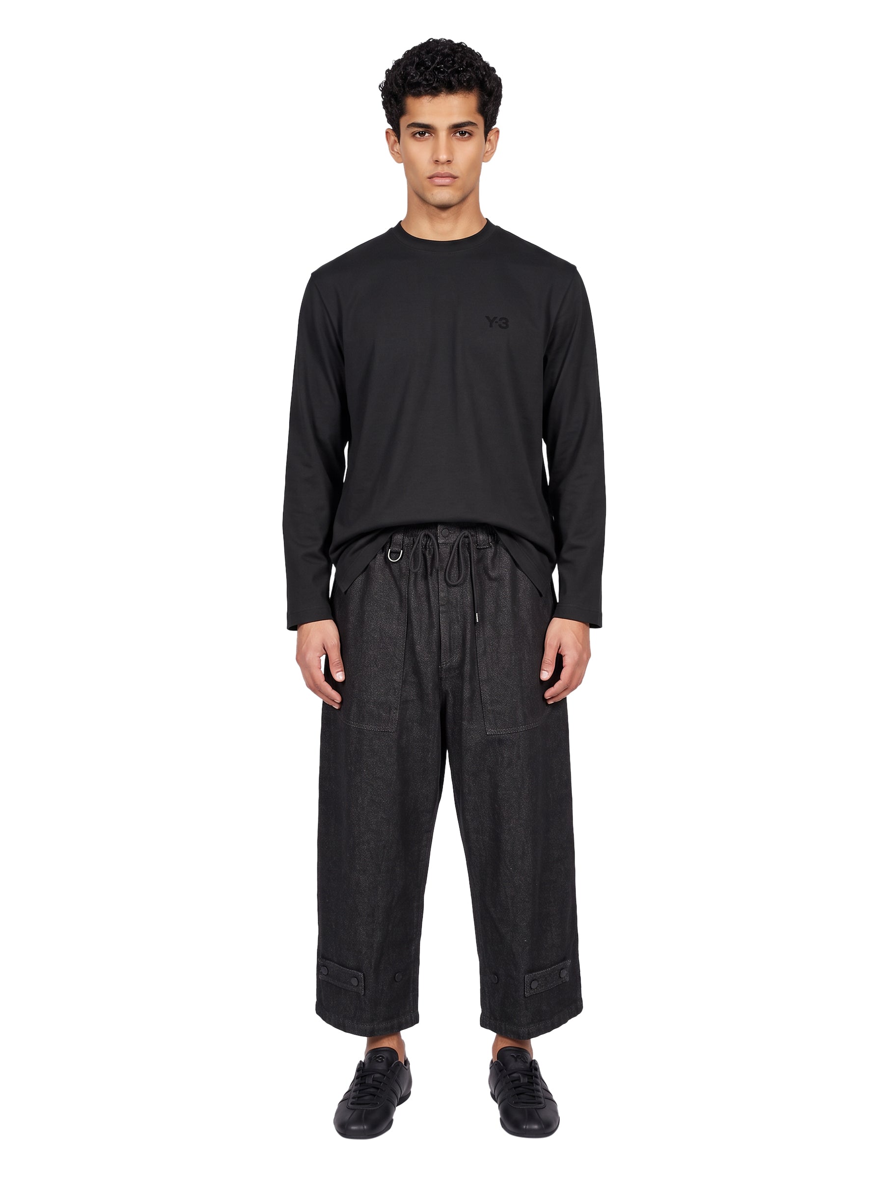 T-shirt manica lunga logo in nero 