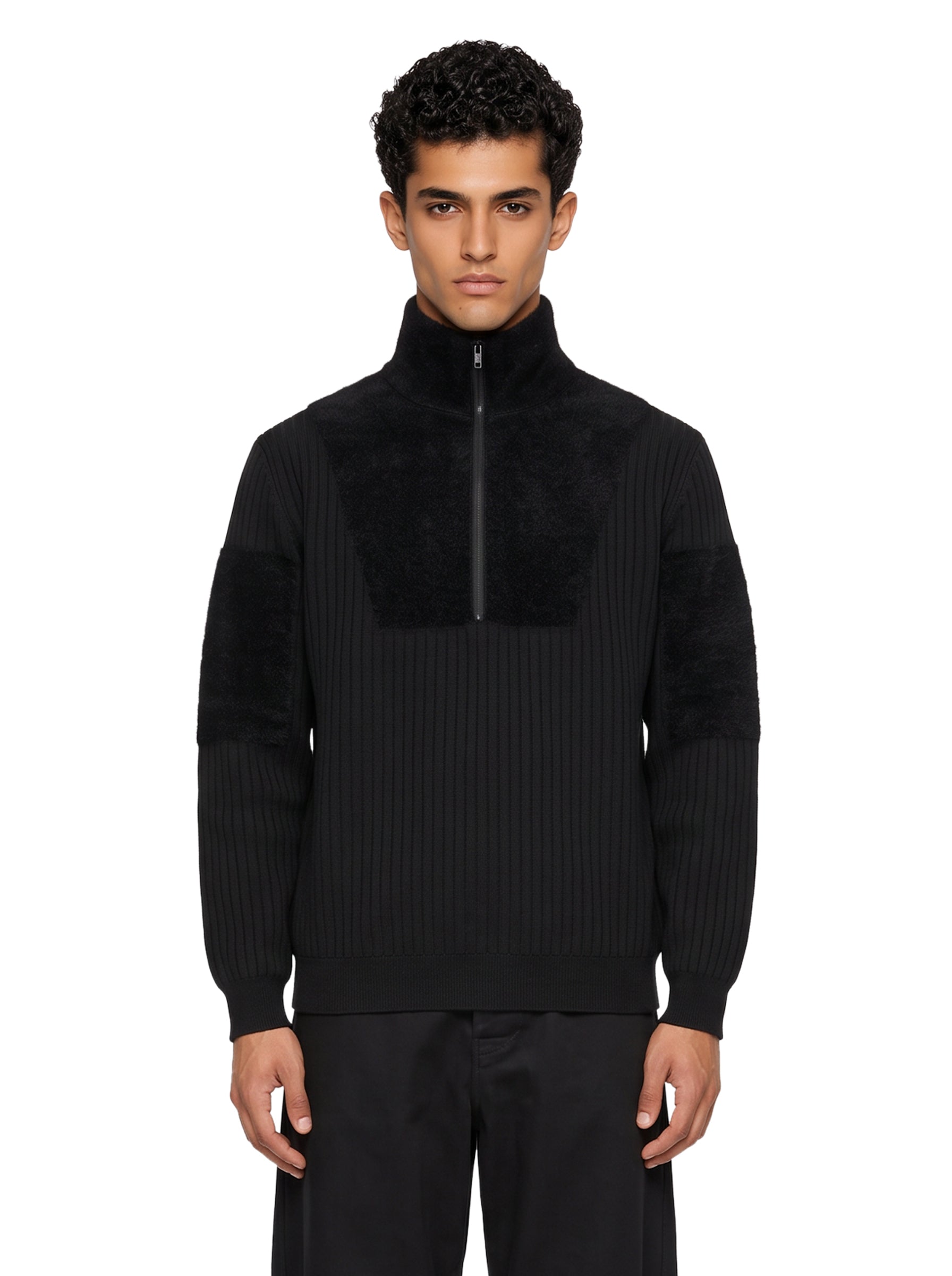 Maglia CL Knit Half Zip in nero 