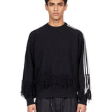 Maglione Knit 3-Stripes con frange nero 