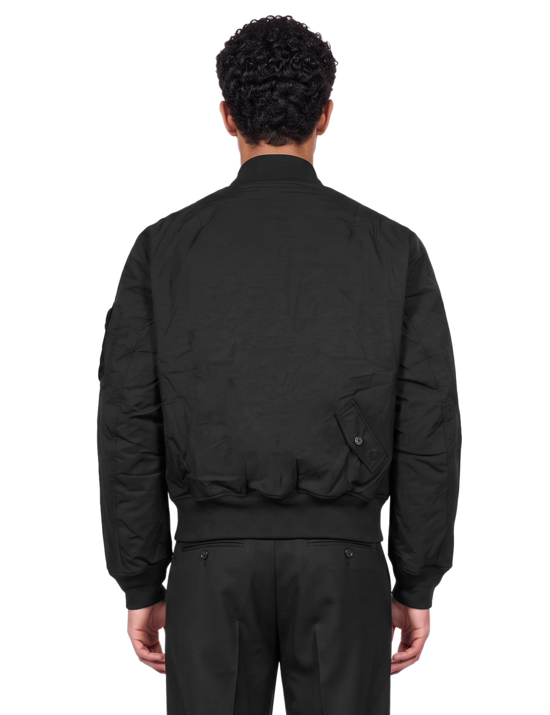 Bomber in nylon nero 