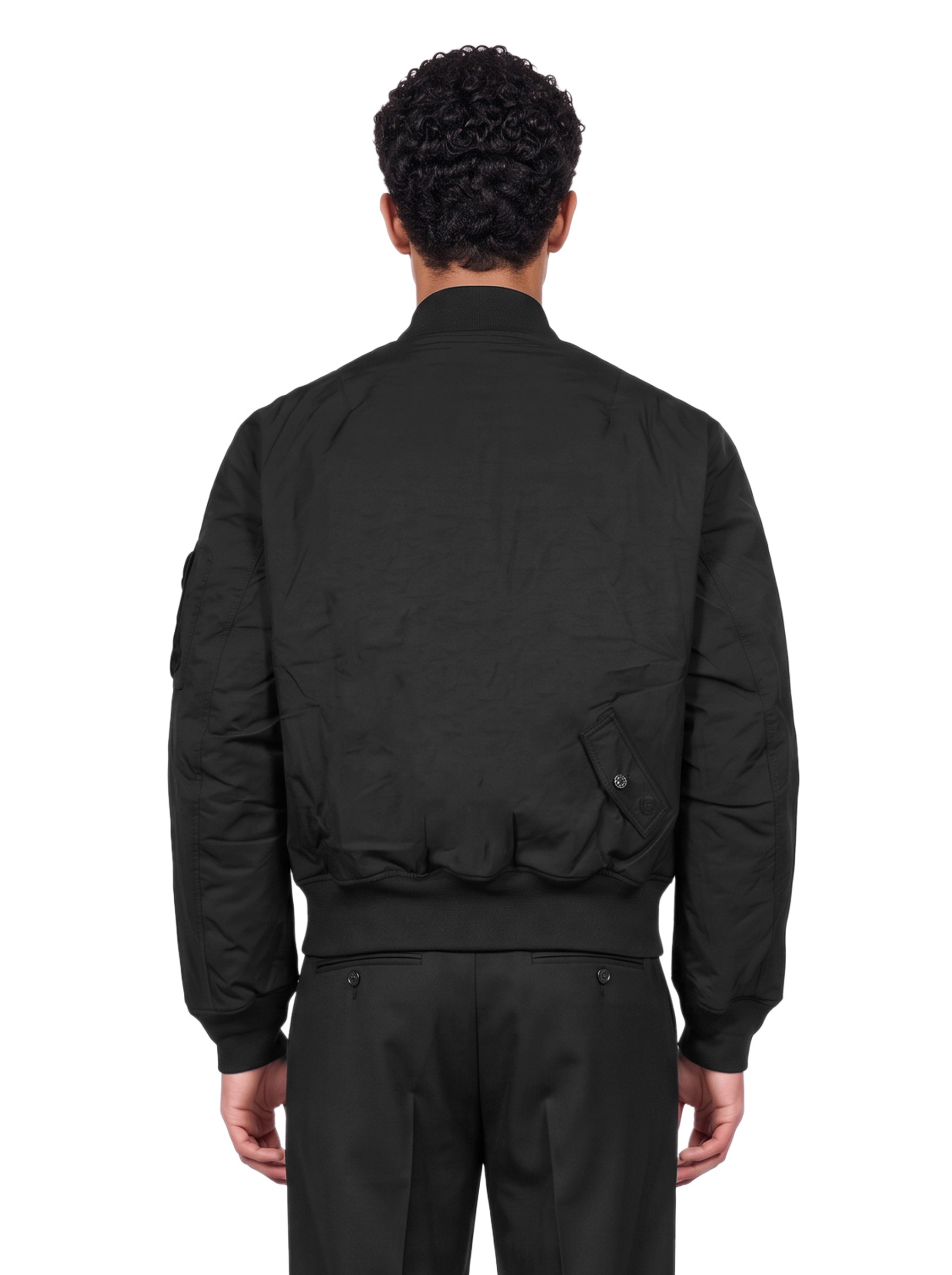 Bomber in nylon nero 