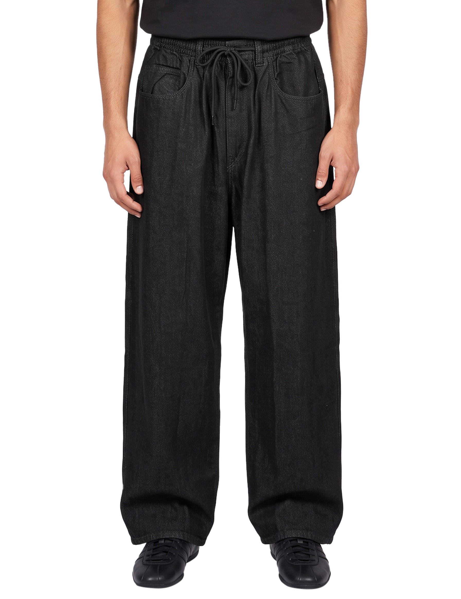 Pantaloni con coulisse in jeans nero 