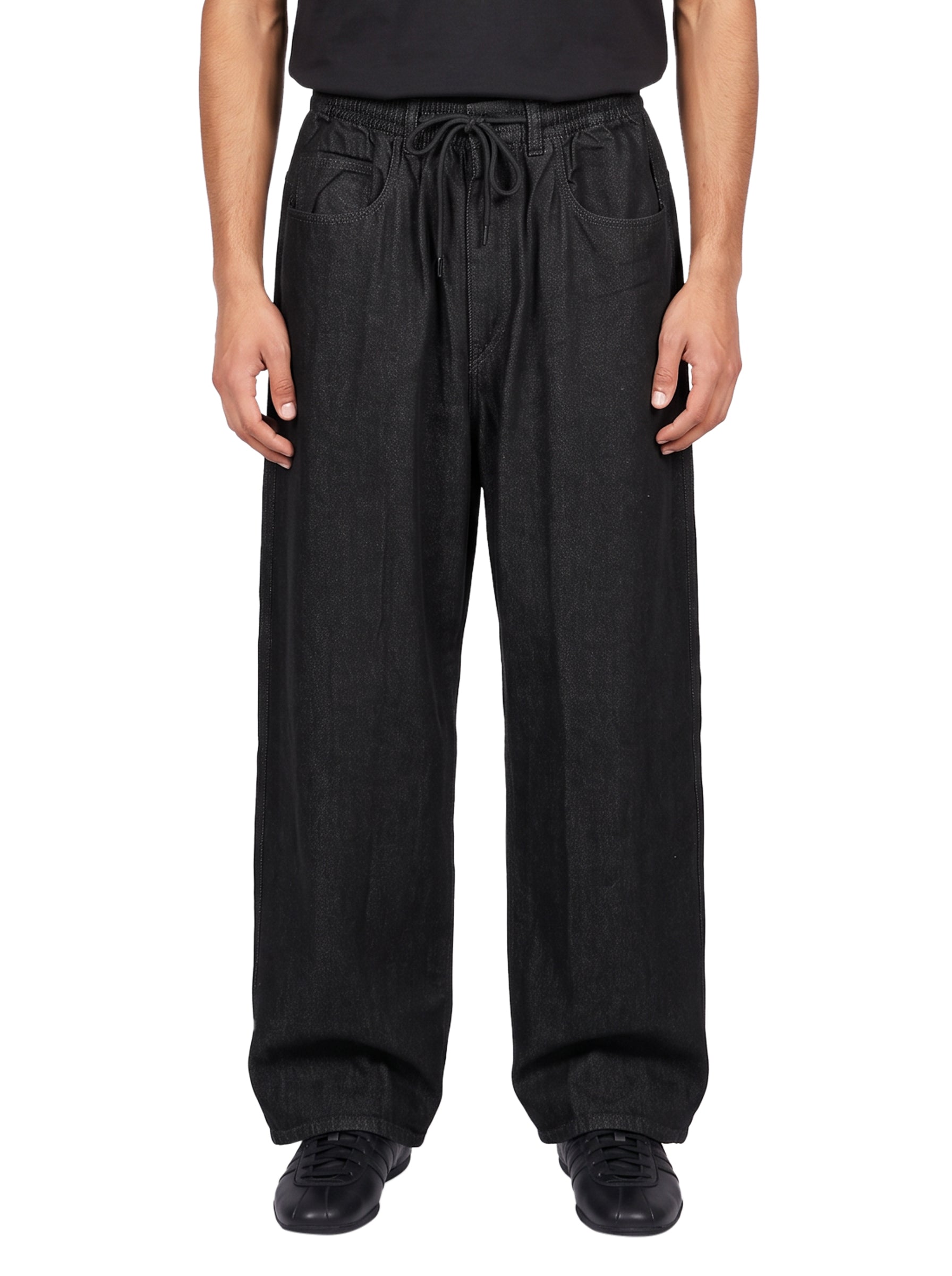 Pantaloni con coulisse in jeans nero 