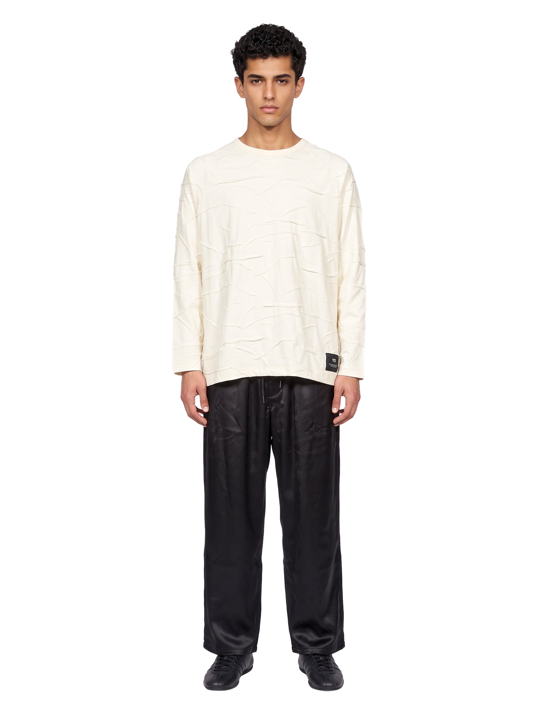 T-shirt oversize plissettata in bianco 